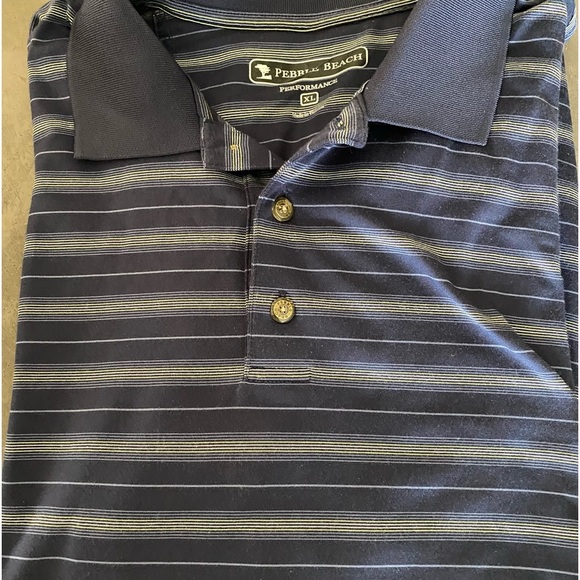 PEBBLE BEACH performance golf polo⛳️like NEW! Navy with stripes- fabric travels! - Picture 6 of 8